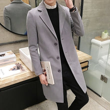 Load image into Gallery viewer, 2019 New Winter Woolen Coat Men Leisure Long Sections Woolen Coats Mens Pure Color Casual Fashion Jackets / Casual Men Overcoat