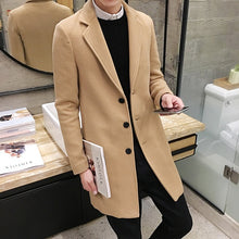 Load image into Gallery viewer, 2019 New Winter Woolen Coat Men Leisure Long Sections Woolen Coats Mens Pure Color Casual Fashion Jackets / Casual Men Overcoat