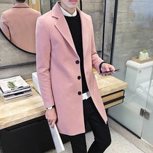 Load image into Gallery viewer, 2019 New Winter Woolen Coat Men Leisure Long Sections Woolen Coats Mens Pure Color Casual Fashion Jackets / Casual Men Overcoat