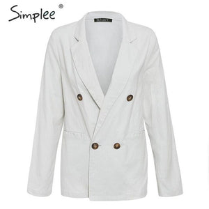 Simplee Double breasted women blazer coat Autumn casual office ladies outwear blazer Streetwear female solid jacket coat 2019