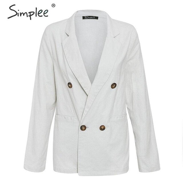Simplee Double breasted women blazer coat Autumn casual office ladies outwear blazer Streetwear female solid jacket coat 2019