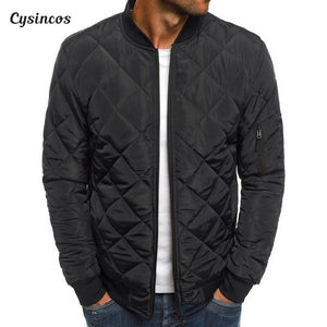 CYSINCOS Mens Slim Fit Warm Coats Autumn Winter Men 2019 Lightweight Windproof Packable Jacket Solid Color Jackests Streetwear