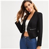 SHEIN Black Open Placket Zip Detail Blazer Women Spring Autumn Solid Fitted Outwear Office Ladies Elegant Coat Blazers