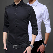 Load image into Gallery viewer, Mens Long Sleeve Shirt Dress Up Professional Shirt Long Sleeve Mens White Slim Fit Shirt Solid Color Men Business Dress Shirt