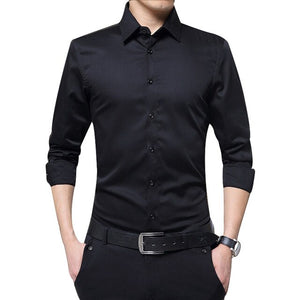 Mens Long Sleeve Shirt Dress Up Professional Shirt Long Sleeve Mens White Slim Fit Shirt Solid Color Men Business Dress Shirt