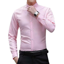 Load image into Gallery viewer, Mens Long Sleeve Shirt Dress Up Professional Shirt Long Sleeve Mens White Slim Fit Shirt Solid Color Men Business Dress Shirt