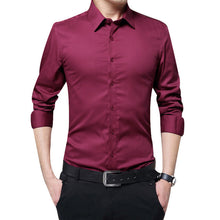 Load image into Gallery viewer, Mens Long Sleeve Shirt Dress Up Professional Shirt Long Sleeve Mens White Slim Fit Shirt Solid Color Men Business Dress Shirt