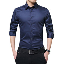 Load image into Gallery viewer, Mens Long Sleeve Shirt Dress Up Professional Shirt Long Sleeve Mens White Slim Fit Shirt Solid Color Men Business Dress Shirt