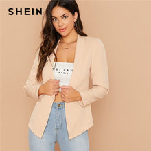 Load image into Gallery viewer, SHEIN Solid Shawl Collar Form Fitted Elegant Blazer Women 2019 Autumn Long Sleeve Office Ladies Open Front Basic Blazer Coats