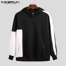 Load image into Gallery viewer, INCERUN Men Long Sleeve Patchwork Hooded Pullover Autumn Winter Warm Comfortable Mens Sweatshirt Casual Baggy Hoodies Plus Size