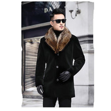 Load image into Gallery viewer, Overcoat Male Wool Blend Autumn Winter Coat Men With Artifical Fur Collar Coat Men Winter Trench Plus Size M-5XL