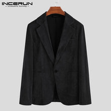 Load image into Gallery viewer, INCERUN Autumn Men Elegant Suit Collar Long Sleeve Blazer Warm Slim Coats British&#39;s Style Leisure Social Suit Jackets Masculino