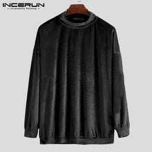 Load image into Gallery viewer, 2019 Men Half Hight Neck Thermal Loose Tops Literary Fresh Pure Color Long Sleeve Pullover Warm Sweatshirts INCERUN Sudadera 5XL