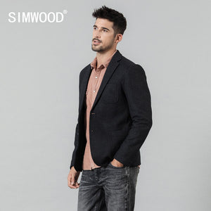 SIMWOOD 2019 Autumn winter new blazer men wool blends jackets men high quality brand clothing