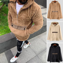 Load image into Gallery viewer, INCERUN Winter Fashion Men Fleece Hoodie Casual Long Sleeve Furry Streetwear Zipper Hooded Pullovers Sweatshirt Jogger Plus Size