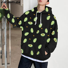 Load image into Gallery viewer, INCERUN Fashion Avocado Printed Hooded Men Long Sleeve Big Pockets Pullover Tee Japanese Harajuku Mens Hoodies Sweatshirt Jogger