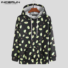 Load image into Gallery viewer, INCERUN Fashion Avocado Printed Hooded Men Long Sleeve Big Pockets Pullover Tee Japanese Harajuku Mens Hoodies Sweatshirt Jogger