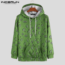 Load image into Gallery viewer, INCERUN Fashion Avocado Printed Hooded Men Long Sleeve Big Pockets Pullover Tee Japanese Harajuku Mens Hoodies Sweatshirt Jogger