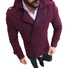 Load image into Gallery viewer, HEFLASHOR 2019 New Jacket Men&#39;s Fashion Slim Fit Long Sleeve Suit Top Windbreaker Trench Coat Men Autumn Winter Warm Button Coat