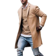 Load image into Gallery viewer, Autumn Winter Mens Brand Fleece blends Jacket Male Overcoat Casual Solid Slim collar coats Long cotton trench coat Streetwear