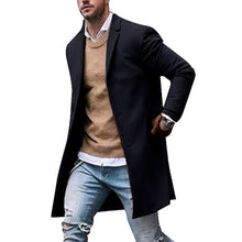 Load image into Gallery viewer, Autumn Winter Mens Brand Fleece blends Jacket Male Overcoat Casual Solid Slim collar coats Long cotton trench coat Streetwear