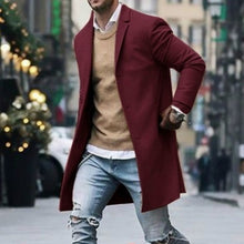 Load image into Gallery viewer, Autumn Winter Mens Brand Fleece blends Jacket Male Overcoat Casual Solid Slim collar coats Long cotton trench coat Streetwear