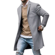 Load image into Gallery viewer, Autumn Winter Mens Brand Fleece blends Jacket Male Overcoat Casual Solid Slim collar coats Long cotton trench coat Streetwear