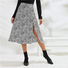 Load image into Gallery viewer, SHEIN Black And White All Over Print Split Thigh Sexy Skirt Women Bottoms 2019 Autumn Fashion Ladies Zipper Midi A Line Skirts