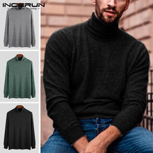 Load image into Gallery viewer, INCERUN Men Autumn Long Sleeve Turtleneck Warm Sweatshirt Pure Color Jumper Stretch Underwear Pullover Slim Mens Tops Hombre