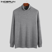 Load image into Gallery viewer, INCERUN Men Autumn Long Sleeve Turtleneck Warm Sweatshirt Pure Color Jumper Stretch Underwear Pullover Slim Mens Tops Hombre