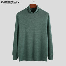 Load image into Gallery viewer, INCERUN Men Autumn Long Sleeve Turtleneck Warm Sweatshirt Pure Color Jumper Stretch Underwear Pullover Slim Mens Tops Hombre