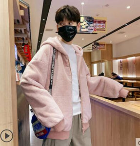 Rebicoo Jackets Men  Men Coat Streetwear Hip Hop Warm Teddy Bear Lining Lapel Leather Zipper Outwear Coat Male Jacket