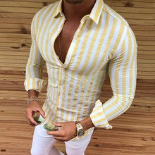 Load image into Gallery viewer, 2019 Men Luxury Casual Slim Fit Stylish Formal Dress Shirts Striped Skirt Long Sleeve New M-XXXL