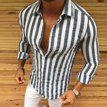 Load image into Gallery viewer, 2019 Men Luxury Casual Slim Fit Stylish Formal Dress Shirts Striped Skirt Long Sleeve New M-XXXL