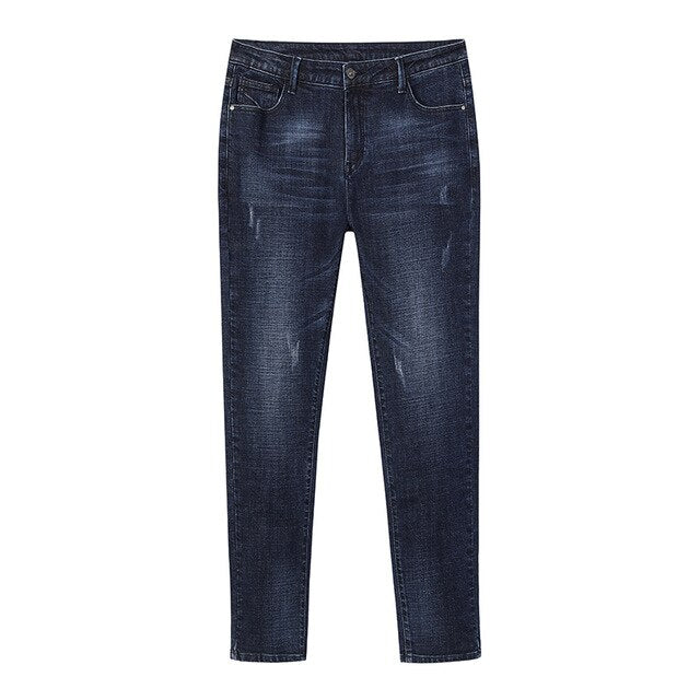 Pioneer Camp Think Men Jeans Winter Causal Straight Blue Solid Color Warm Comfortable Jeans Menswear ANZ901543T