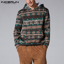 Load image into Gallery viewer, INCERUN Men Casual Comfort Christmas Ethnic Print Long Sleeve Hooded Sweatshirt Fashion Baggy Mens Hoodie Pullover Joggers 7