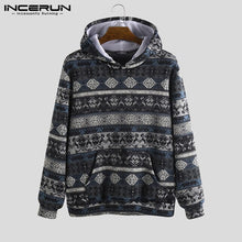 Load image into Gallery viewer, INCERUN Men Casual Comfort Christmas Ethnic Print Long Sleeve Hooded Sweatshirt Fashion Baggy Mens Hoodie Pullover Joggers 7