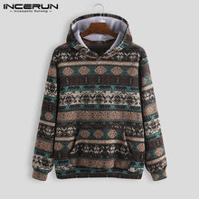 Load image into Gallery viewer, INCERUN Men Casual Comfort Christmas Ethnic Print Long Sleeve Hooded Sweatshirt Fashion Baggy Mens Hoodie Pullover Joggers 7