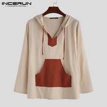 Load image into Gallery viewer, INCERUN Men Casual Long Sleeve Patchwork Hooded Sweatshirt Joker Mens Pullover Comfortable Fashion Cotton Men Hoodies Tops 2019