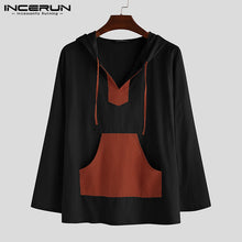 Load image into Gallery viewer, INCERUN Men Casual Long Sleeve Patchwork Hooded Sweatshirt Joker Mens Pullover Comfortable Fashion Cotton Men Hoodies Tops 2019