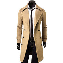 Load image into Gallery viewer, Autumn Winter Mens Brand Fleece blends Jacket Male Overcoat Casual Solid Slim collar coats Long cotton trench coat Streetwear