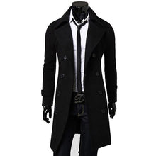 Load image into Gallery viewer, Autumn Winter Mens Brand Fleece blends Jacket Male Overcoat Casual Solid Slim collar coats Long cotton trench coat Streetwear