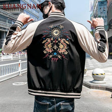 Load image into Gallery viewer, KUANGNAN Chinese Style Men Jacket Coat Dragon Embroidery Streetwear Men Jacket Coat Hip Hop Mens Bomber Jackets 2018 Autumn