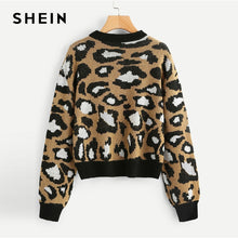 Load image into Gallery viewer, SHEIN Multicolor Elegant Preppy Leopard Print Round Neck Office Lady Jumper New Autumn Women Campus Highstreet Pullovers Sweater