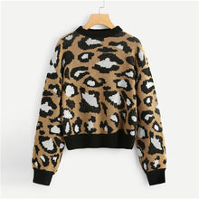 Load image into Gallery viewer, SHEIN Multicolor Elegant Preppy Leopard Print Round Neck Office Lady Jumper New Autumn Women Campus Highstreet Pullovers Sweater