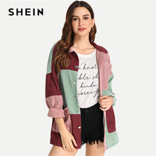 Load image into Gallery viewer, SHEIN Multicolor Elegant Modern Lady Cut and Sew Pocket Front Buttoned Coat 2018 Autumn Weekend Casual Women Coat And Outerwear