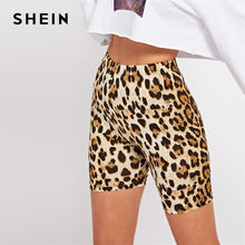 Load image into Gallery viewer, SHEIN Multicolor Casual Highstreet Leopard Print Skinny Short Legging Summer Modern Lady Athleisure Women Crop Trousers