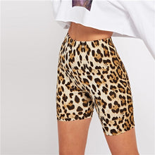 Load image into Gallery viewer, SHEIN Multicolor Casual Highstreet Leopard Print Skinny Short Legging Summer Modern Lady Athleisure Women Crop Trousers