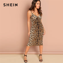 Load image into Gallery viewer, SHEIN Multicolor Sexy Party Backless Leopard Print Cami Sleeveless Pencil Skinny Club Dress Autumn Night Out Women Dresses