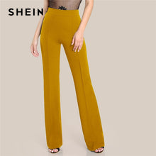 Load image into Gallery viewer, SHEIN Ginger High Rise Piped Pants Elegant Wide Leg Zipper Fly Plain Workwear Trousers Women Stretchy Highstreet Autumn Pants